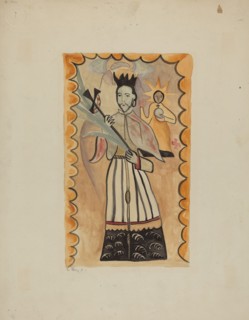 St. John Nepomucene-Painted on Buffalo Hide Prior to 1800, 1935/1942.