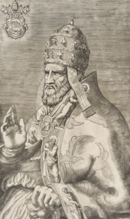 Portrait of Pope Marcellus II, right hand raised facing left, ca. 1555.