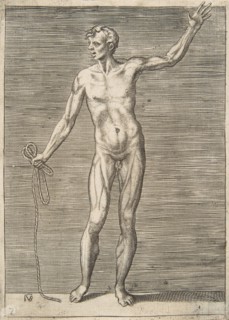 Man seen from the Front, holding a Rope in his right Hand, 16th century.