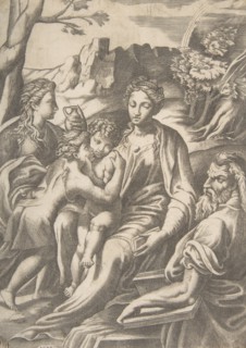 The Holy Family with Mary Magdalene and John the Baptist who embraces Christ, 1543.