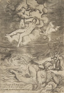 Venus tumbling with putti in the clouds, from 'The Loves of the Gods', ca. 1531-76.