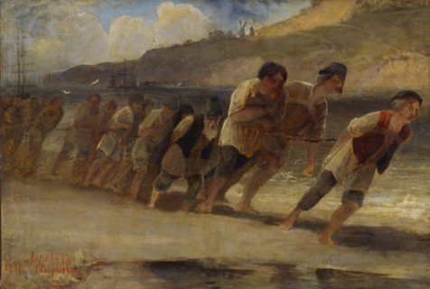 Burlaks on the Volga, 1871. Found in the collection of State Tretyakov Gallery, Moscow.