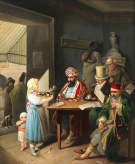Greeks and Turks in a Viennese coffee house, 1824. Creator: Weller, Theodor Leopold (1802-1880).