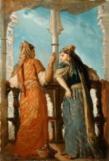 Jewish Women at the Balcony, Algiers, 1849. Creator: Chassériau, Théodore (1819-1856).