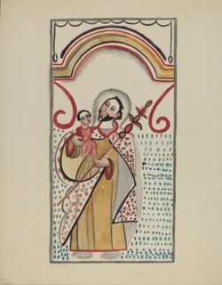 Detail from Large Altar on East Wall of Sanctuario Church at Chimayo. St. Christopher, 1935/1942. Creator: E. Boyd.
