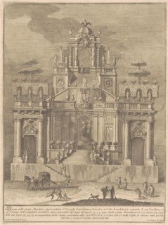 The Prima Macchina for the Chinea of 1778: A Countryside Belevedere with Hercules..., 1778. Creator: Giuseppe Vasi.