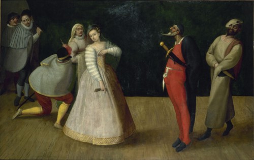 A troupe of Italian comedians (I Gelosi), c. 1580. Creator: Anonymous.