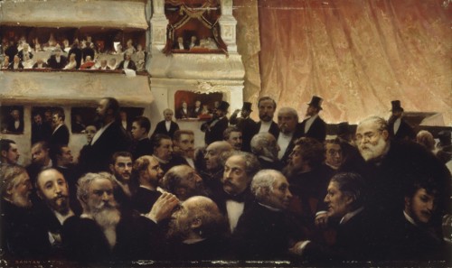 Entracte d'une première à la Comédie-Française, 1885. Creator: Dantan, Édouard Joseph (1848-1897).