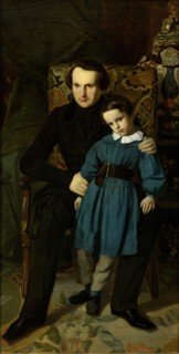 Portrait of Victor Hugo (1802-1885) with his son, 1836. Creator: Chatillon, Auguste de (1813-1881).