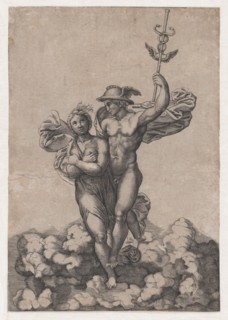 Mercury carrying Psyche to Olympus, after Raphael's composition in the Villa Farnes..., ca. 1520-39. Creator: Giovanni Jacopo Caraglio.