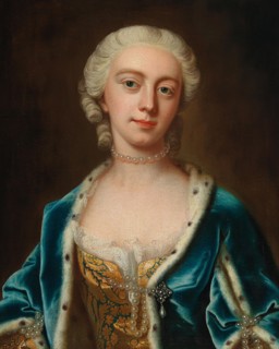 Portrait of  Augusta of Saxe-Gotha (1719-1772), Princess of Wales, Mid of the 18th cen. Creator: Du Pan, Barthélémy (1712-1762).