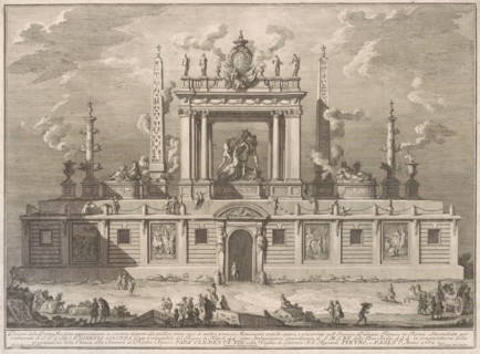 The Prima Macchina for the Chinea of 1762: The Farnese Bull and Other Antiquities..., 1762. Creator: Giuseppe Vasi.