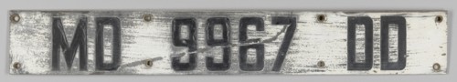 Marine license panel from oyster boat used in Chesapeake Bay, 1957. Creator: G. Haynard.