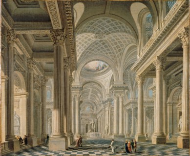 Interior of the L'église de la Madeleine after the design of the architect Pierre..., c.1763. Creator: Demachy, Pierre-Antoine (1723-1807).