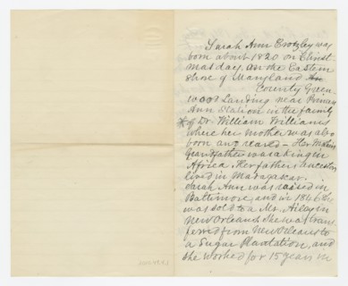 Biography of Sarah Ann Blunt Crozley, December 1884. Creator: Unknown.