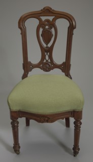 Walnut side chair from the home of Robert Smalls, 1875. Creator: Unknown.