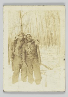 Photographic print of two unidentified men outdoors, 20th century. Creator: Unknown.