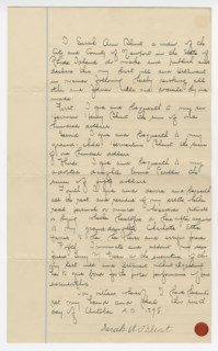 Last will and testament of Sarah Ann Blunt Crozley, October 1898. Creator: Sarah Ann Blunt Crozley.