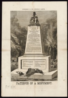 'Patience on a Monument', October 8, 1868. Creator: Thomas Nast.
