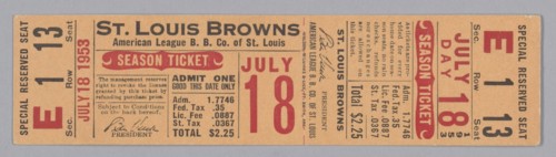 Season ticket for the St. Louis Browns baseball team, 1953. Creator: Unknown.