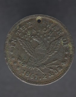 Identification tag for Cornelius Robinson, with American eagle, 1864. Creator: Unknown.