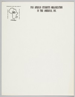 Letterhead of the Pan African Students Organization in the Americas, Inc., 1960-1977. Creator: Unknown.