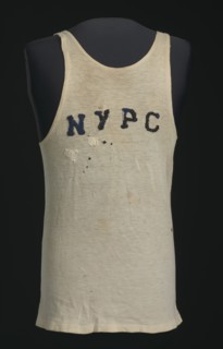 Racing shirt for the New York Pioneer Club worn by Ted Corbitt, 1950s. Creator: Unknown.