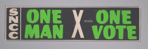 Bumper sticker with the slogan One Man, One Vote, 1962 - 1965. Creator: Unknown.