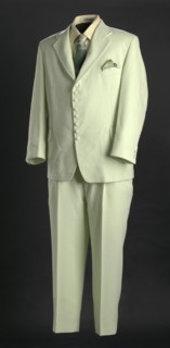 Suit, shirt, and handkerchief worn by Ira Tucker Sr., late 20th century. Creators: San Carlo, John Forsyth Shirt Co. Ltd..