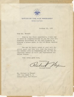 Letter to Richard Howard from Vice Pres. Richard Nixon, October 22, 1960, October 22, 1960. Creator: Richard Nixon.