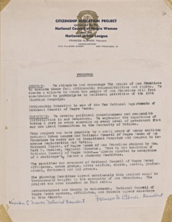 Document stating the purpose and objectives of the Citizenship Education Project, 1956-1957. Creator: Unknown.