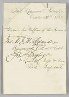 Officer of the Guard order issued to John H. Alexander, October 10, 1887. Creator: Unknown.