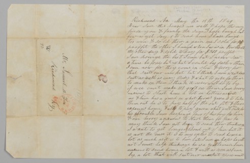 Letter to Samuel Fox from Giles Saunders regarding the slave trade, May 18, 1849. Creator: Giles Saunders.