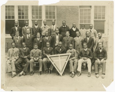 A group portrait of young men from the High School YMCA Group in Tulsa, Oklahoma, ca. 1930. Creator: Unknown.