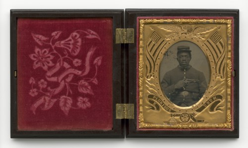 Tintype of an African-American Civil War soldier, 1861 - 1865. Creator: Unknown.