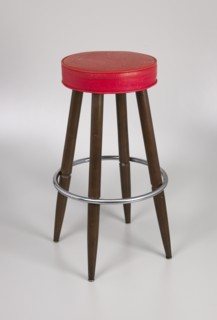Barstool with red vinyl cover from Muse Bar, the home bar of Isaiah Muse, 1970s. Creator: Unknown.