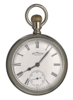 Pocket watch likely carried by Matthew Henson in 1908-9 Arctic expedition, 1888-1889. Creator: Unknown.