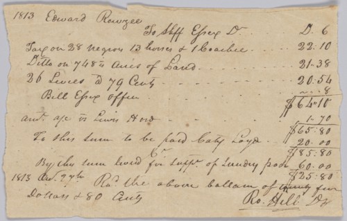 Record of taxable property, including enslaved persons, owned by Edward Rouzee, October 27, 1813. Creator: Unknown.