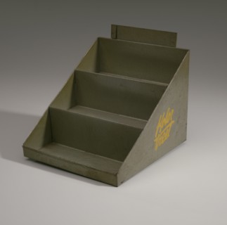 Display stand with spools of thread and needles from Mae's Millinery Shop, 1941-1994. Creator: Unknown.