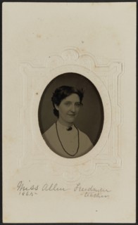 Tintype portrait of Miss Allen, 1865. Creator: Unknown.