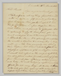 Letter to Reverend David Selden from his son David Selden, March 5, 1808. Creator: David Selden.