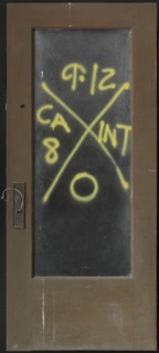 Door with rescue markings from Hurricane Katrina, before 2005; altered September 12, 2005. Creator: Unknown.