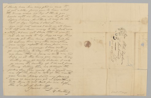 Letter to M. C. Taylor from T. Heatherly regarding the slave trade, December 28, 1840. Creator: T. Heatherly.