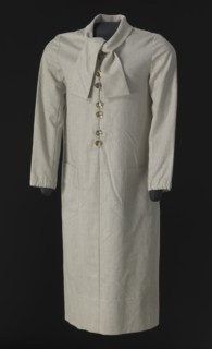 Light grey wool dress designed by Arthur McGee, mid 20th-late 20th century. Creator: Arthur McGee.