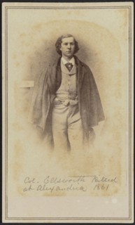 Carte-de-visite portrait of Col. Elmer Ephraim Ellsworth, 1861. Creator: Mathew Brady.