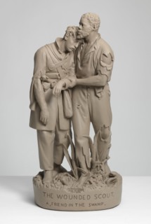 The Wounded Scout. A Friend In The Swamp., 1864. Creator: John Rogers.