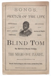 Songs, Sketch of the Life of Blind Tom, ca. 1876. Creator: The Sun Book and Job Printing Establishment.