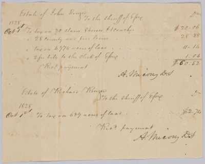 Record of taxable property, including enslaved persons, owned by Rouzee estates, October 1, 1828. Creator: Unknown.