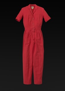 Red jumpsuit designed by Willi Smith, 1969-1987. Creator: Willi Smith.