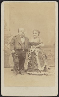 Carte-de-visite portrait of Tom Thumb and Lavinia Warren, 1880-1883. Creator: Unknown.